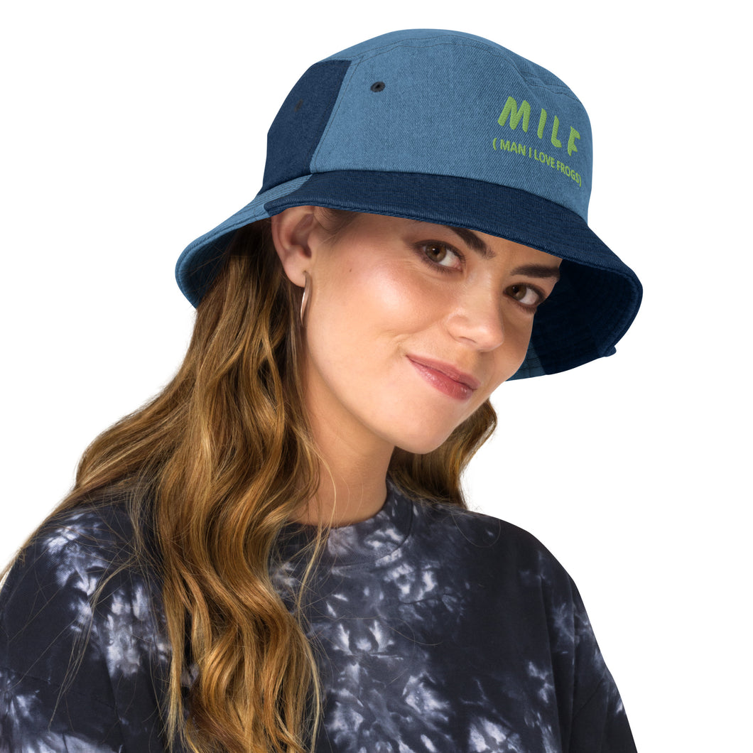 MILF ( Man I Love Frogs) Denim bucket hat