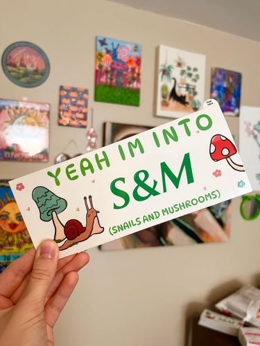 Snail & Mushroom bumper sticker