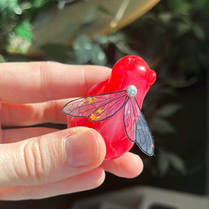 Bright pink & cream fairy frog