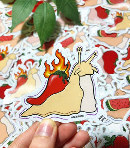 Hot sauce snail sticker 3in