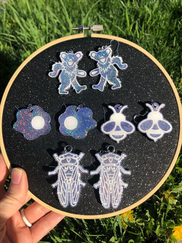 Purple holographic earrings