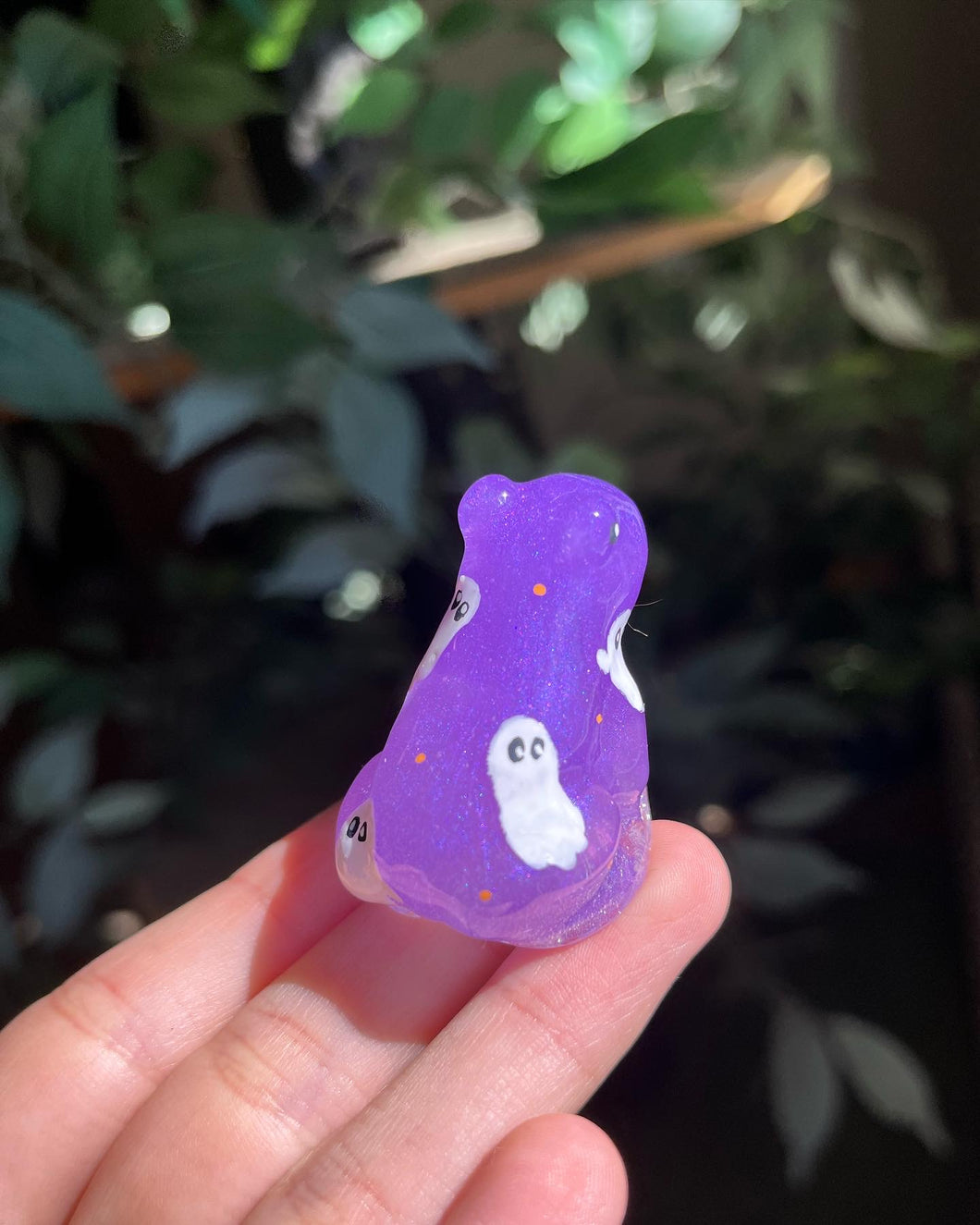 Purple spider & ghost painted frogs