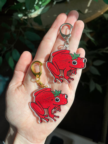 Strawberry frog acrylic keychains