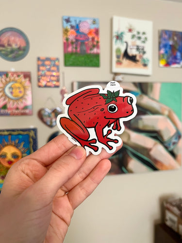 Strawberry frog sticker 3in
