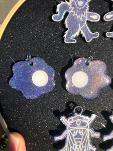 Purple holographic earrings