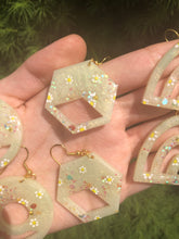 Load image into Gallery viewer, Jade earrings with painted daisys