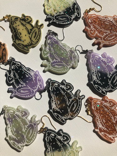 Spooky frog earrings