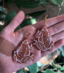 Spooky frog earrings