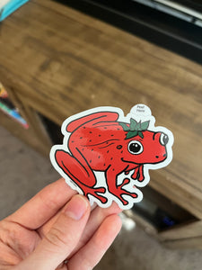 Strawberry frog sticker 3in