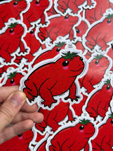 Load image into Gallery viewer, Strawberry frog sticker 3in