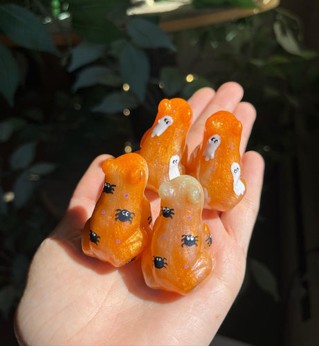 Orange spider & ghost painted frogs